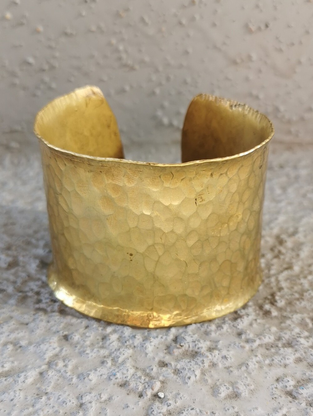 Vintage Gold-Tone Copper & Zinc Hammered Boho Cuff Bracelet